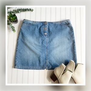 LOFT Ann Taylor Button Front Denim Skirt